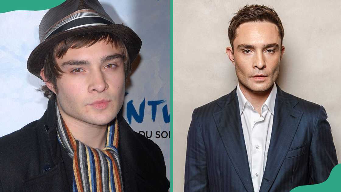 Ed Westwick posing for a photo in 2007 and in 2025