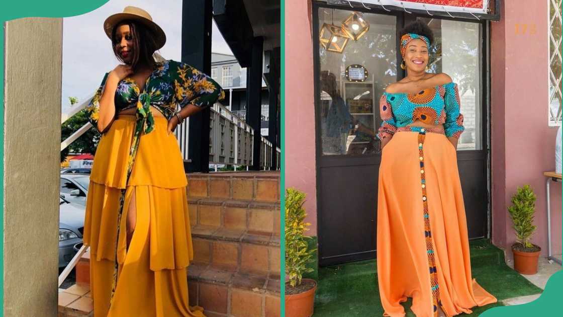 Chiffon and Ankara mix dresses