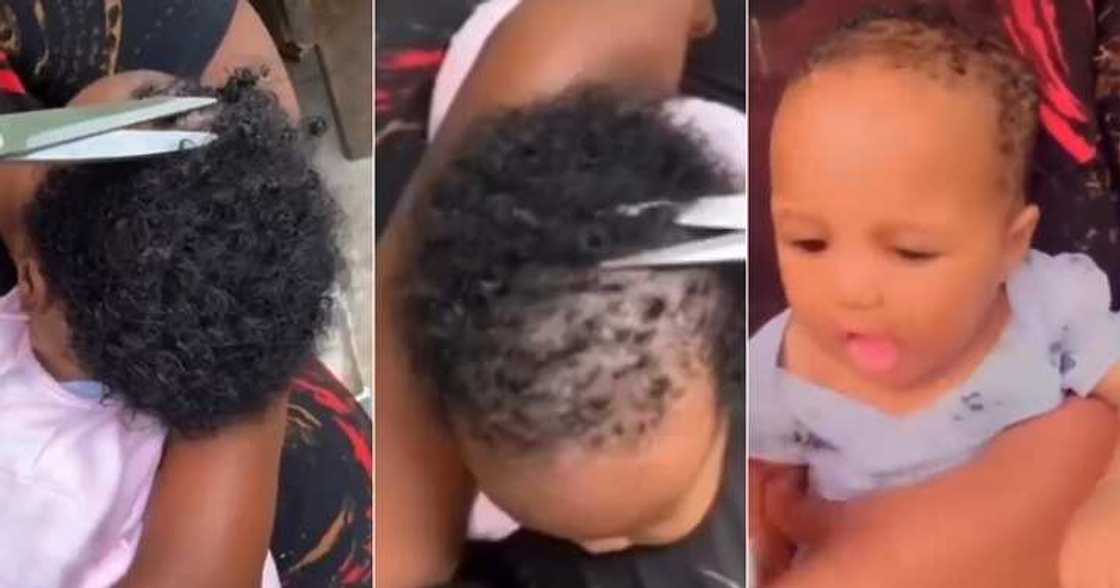 Grandma cuts baby's hair, mum in shock Grandma cuts baby's hair, mum in shock