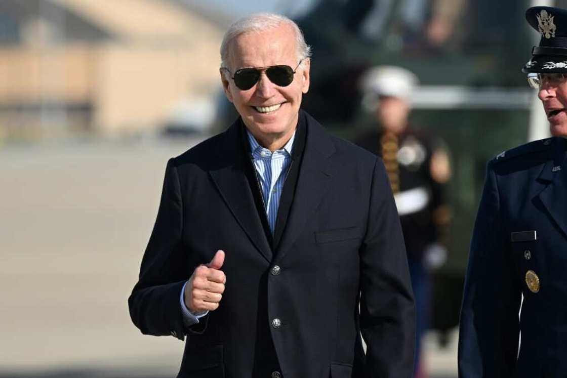 US President Joe Biden arrives to board Air Force One for a trip to the American West