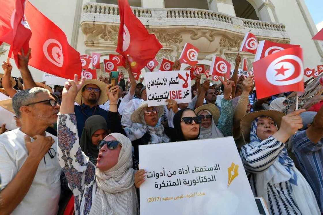 Tunisians protest against President Kais Saied and the constitutional referendum whose charter would give his office nearly unchecked powers Tunisians protest against President Kais Saied and the constitutional referendum whose charter would give his office nearly unchecked powers