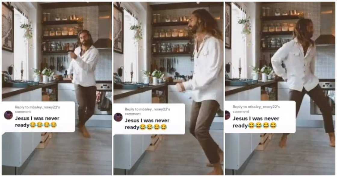 Jesus lookalike dancing to Buga, Buga dance challenge latest video, Buga by Kizz Daniel featuring Tekno