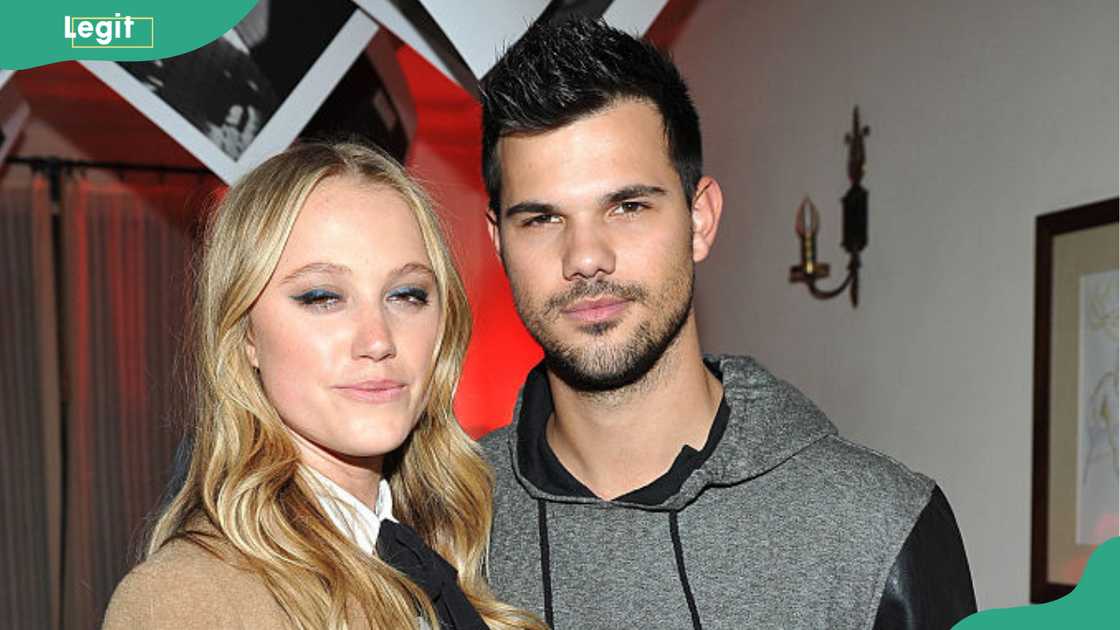 Actress Maika Monroe and actor Taylor Lautner at Chateau Marmont in Los Angeles, California Actress Maika Monroe and actor Taylor Lautner at Chateau Marmont in Los Angeles, California