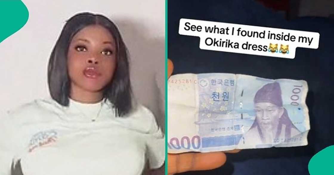 Thrift seller shows off 1000 Korean won Thrift seller shows off 1000 Korean won