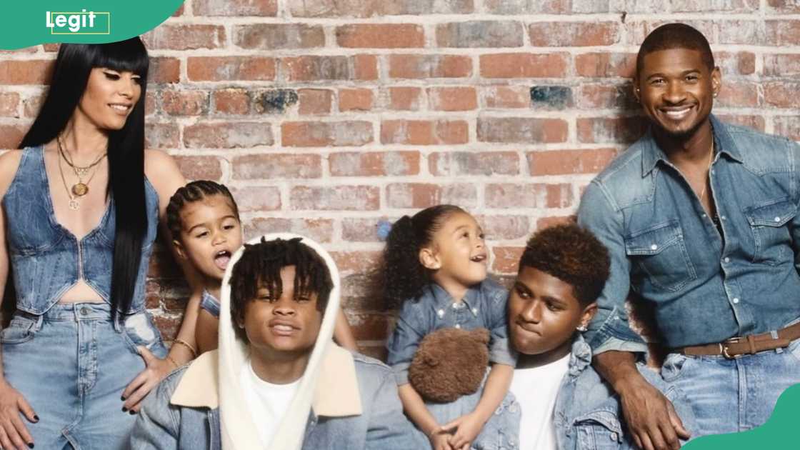 Usher with his wife Jennifer Goicoechea and their children.