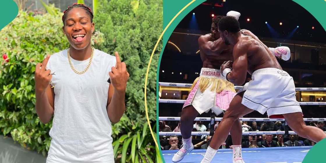 Super Falcons star Asisat Oshoala trolls Cameroon after AJ defeated Francis Ngannou. Super Falcons star Asisat Oshoala trolls Cameroon after AJ defeated Francis Ngannou.
