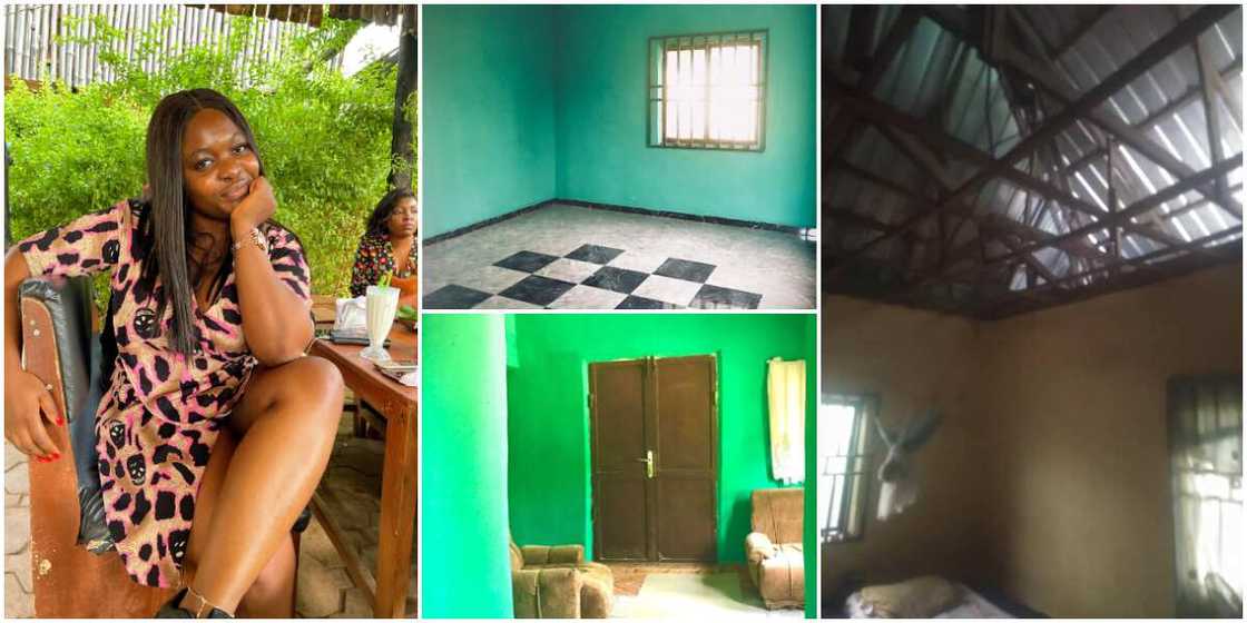 Joy as young lady finally completes her father's house, says she saved hard for it, photos cause stir on social media