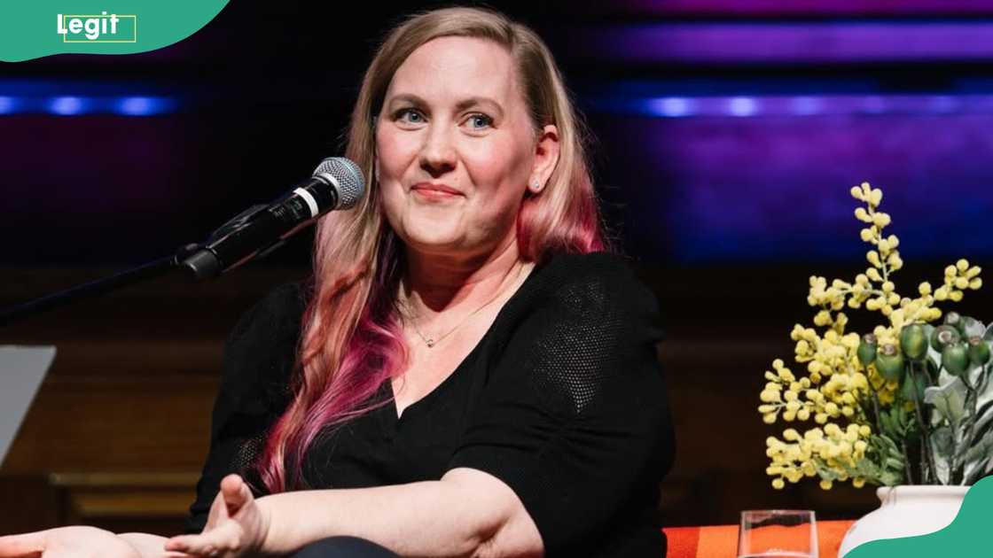 Rebecca Yarros speaks during a book launch
