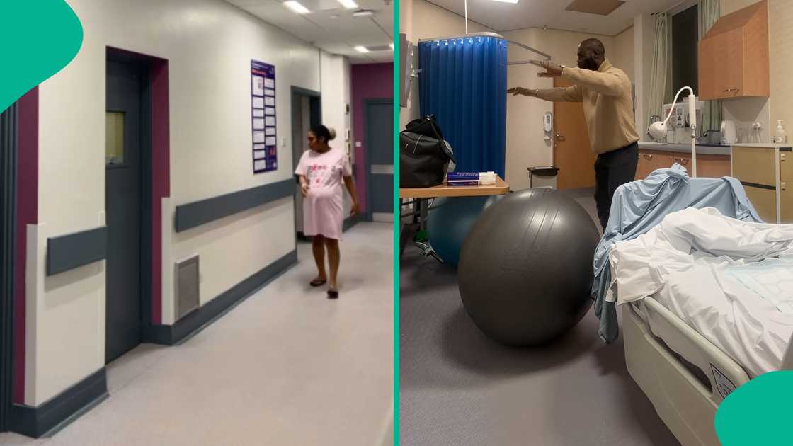Woman reacts as husband prays fervently for her in hospital after her labour stopped progressing Woman reacts as husband prays fervently for her in hospital after her labour stopped progressing
