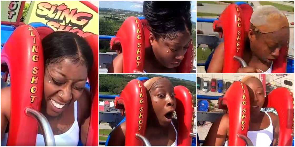 The wind decided to spoil the fun for the young lady The wind decided to spoil the fun for the young lady