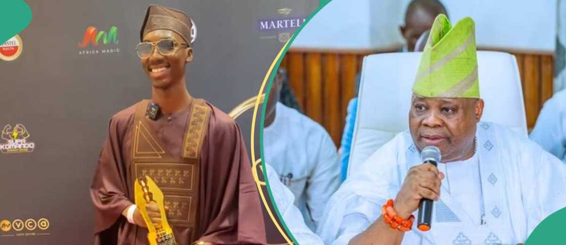 AMVCA: Osun governor, Adeleke celebrates Layi Wasabi's big win.