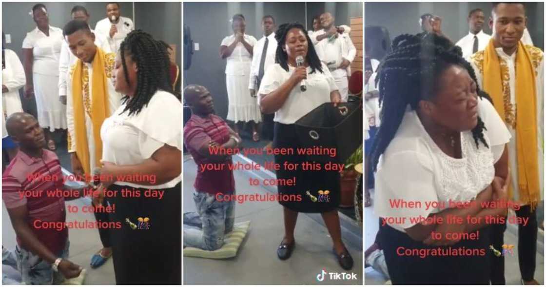 Man proposes to lady in church, church proposal, proposal inside church, lady cries during church proposal Man proposes to lady in church, church proposal, proposal inside church, lady cries during church proposal