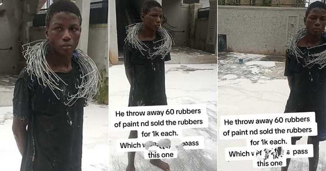 Boy wastes 60 buckets of paint