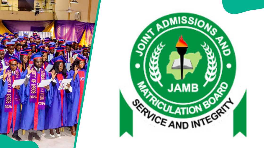 University of Lagos graduates and the JAMB logo