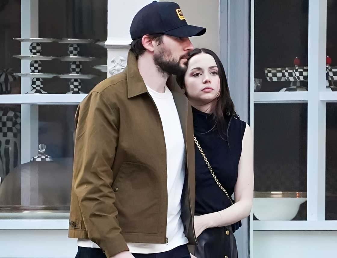Ana de Armas walks with Paul Boukadakis. Ana de Armas walks with Paul Boukadakis.
