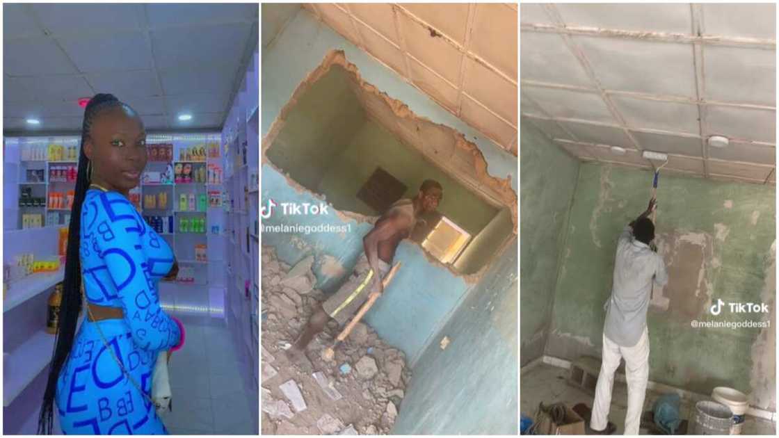 Deep renovation/lady tiled her new shop. Deep renovation/lady tiled her new shop.