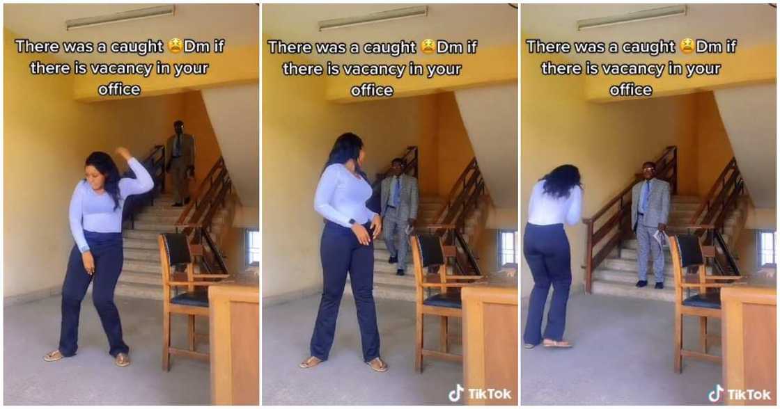 Sugarcane, pretty Nigerian lady dances at office, male boss, boss catches her Sugarcane, pretty Nigerian lady dances at office, male boss, boss catches her