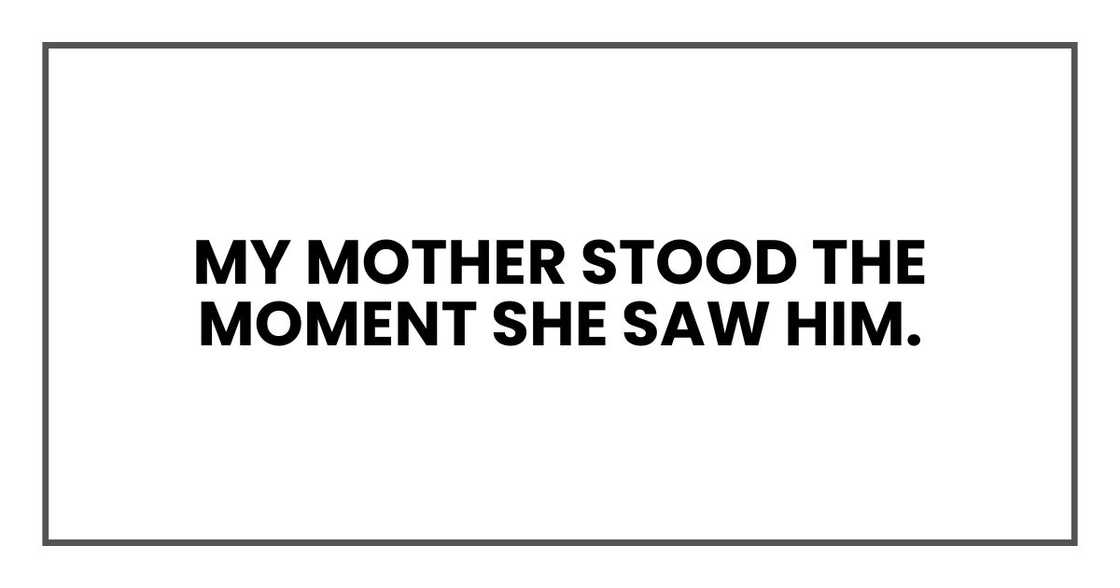 My mother stood the moment she saw him.