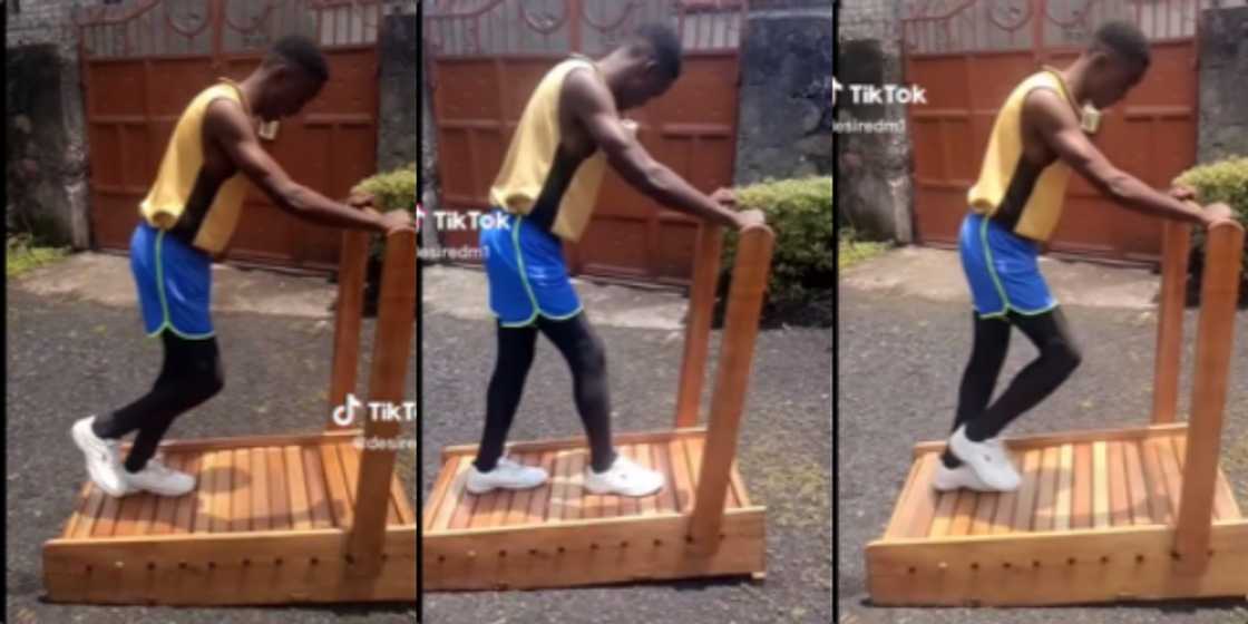 “We Have Everything in Africa”: Young Man Innovates Beautiful Wooden Fitness Machine “We Have Everything in Africa”: Young Man Innovates Beautiful Wooden Fitness Machine