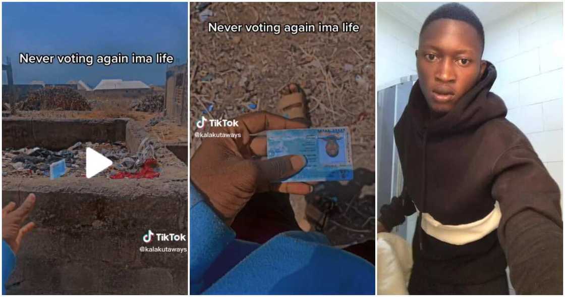 Young man dumps his PVC, young man vows never to vote, Nigeria 2023 Young man dumps his PVC, young man vows never to vote, Nigeria 2023