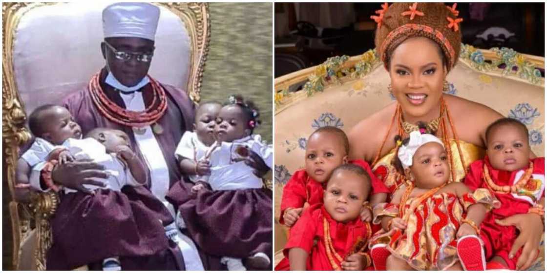 Oba of Benin and youngest wife, Queen Aisosa, pose in adorable pictures. Oba of Benin and youngest wife, Queen Aisosa, pose in adorable pictures.