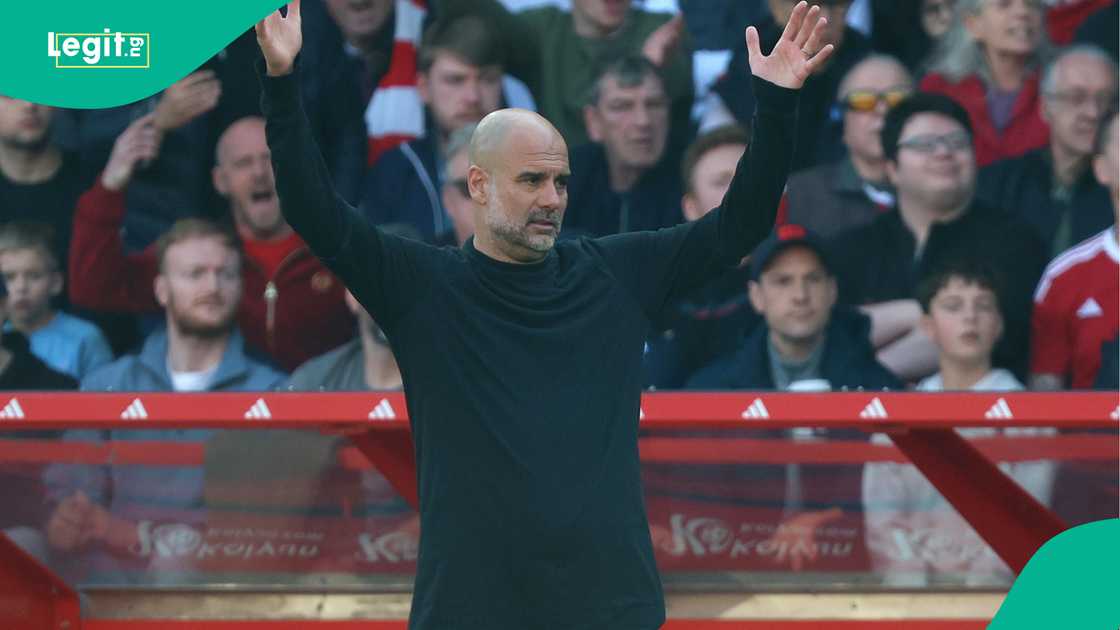 Pep Guardiola, Manchester City, Nottingham Forest, City Ground, Premier League. Pep Guardiola, Manchester City, Nottingham Forest, City Ground, Premier League.
