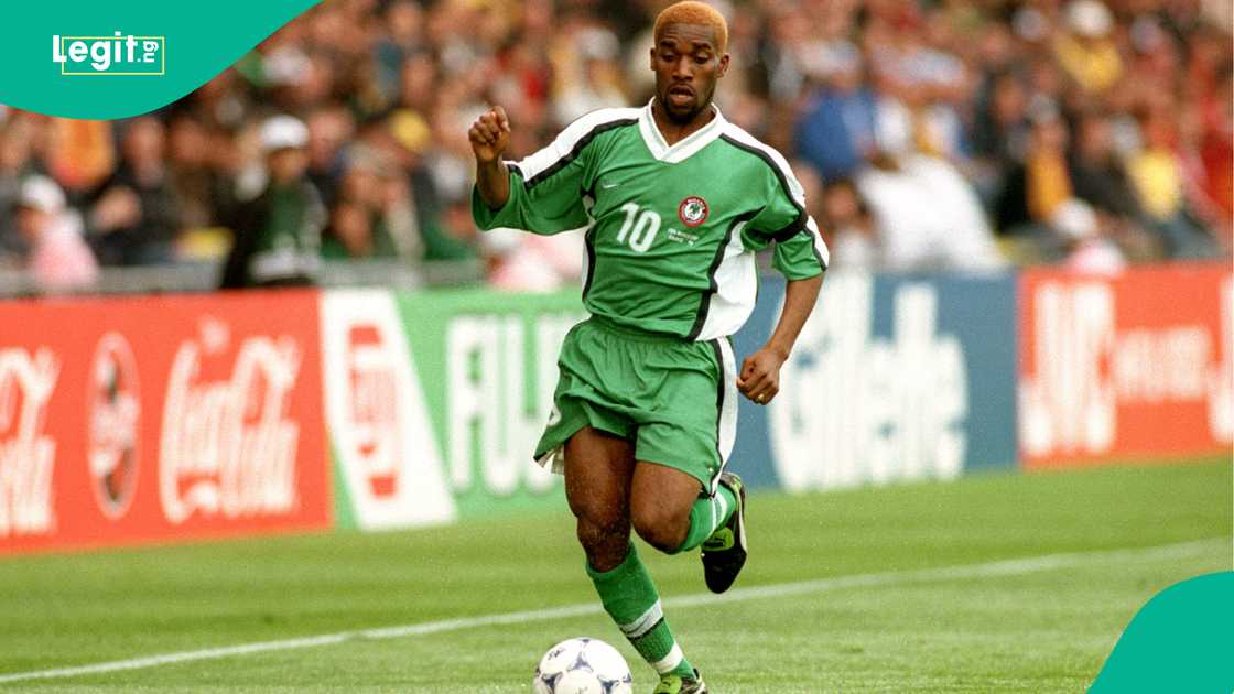 Jay-Jay Okocha in action against Spain at Stade De La Beaujoire on June 13, 1998 in Nantes. Photo by Tony Marshall Jay-Jay Okocha in action against Spain at Stade De La Beaujoire on June 13, 1998 in Nantes. Photo by Tony Marshall