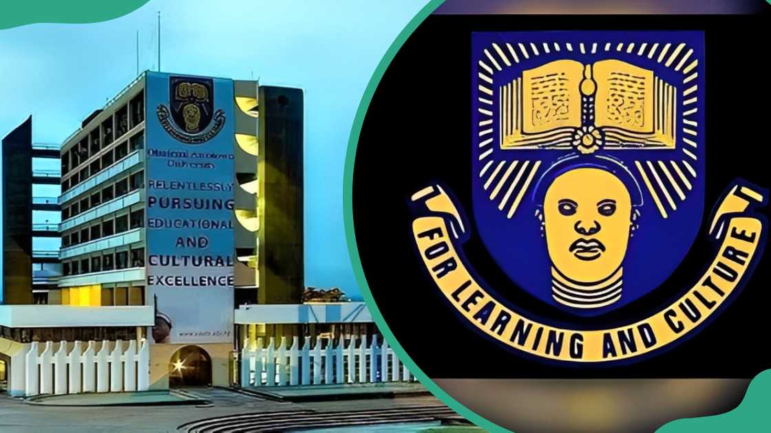 A section of Obafemi Awolowo University (L) and OAU logo (R) A section of Obafemi Awolowo University (L) and OAU logo (R)