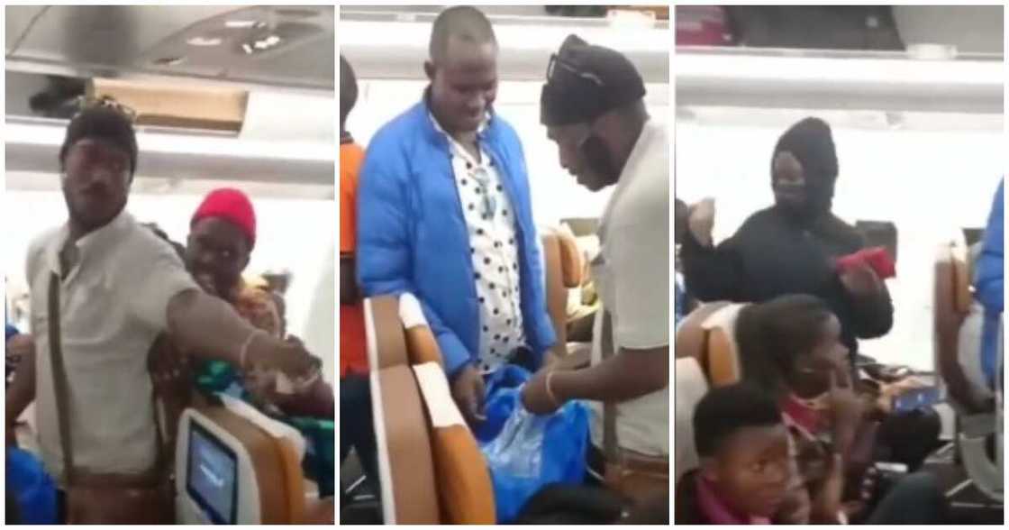 Funny flight moments, man hawks in an aeroplane, man does giveaway in an aeroplane, lady sews cloth with machine in an aeroplane Funny flight moments, man hawks in an aeroplane, man does giveaway in an aeroplane, lady sews cloth with machine in an aeroplane