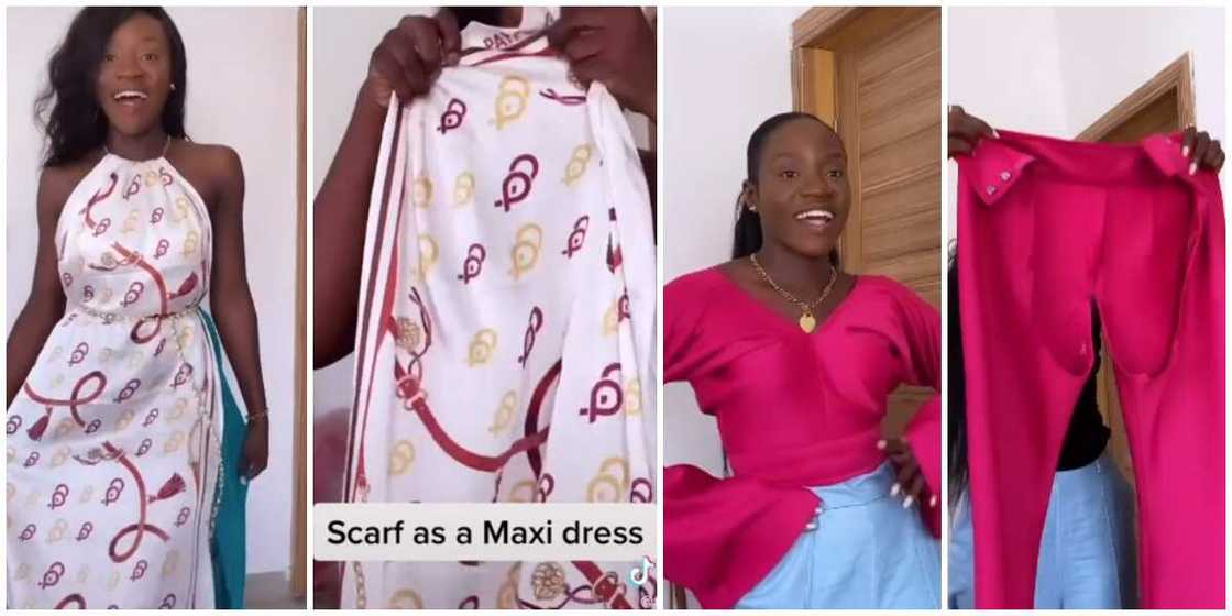 Fikky Pearl showing off fashion hacks. Fikky Pearl showing off fashion hacks.