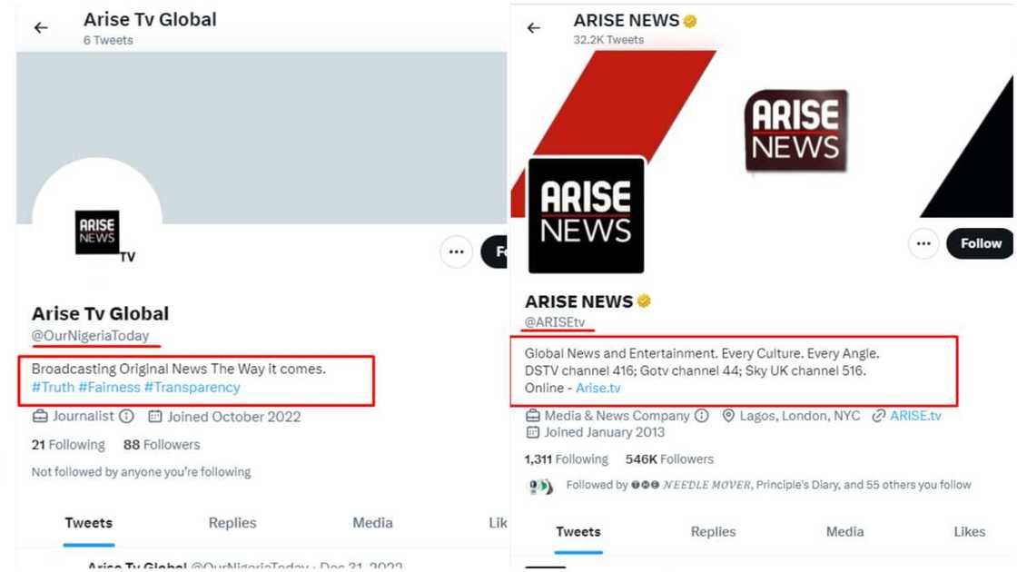 Fake account masquerading as Arise TV Fake account masquerading as Arise TV