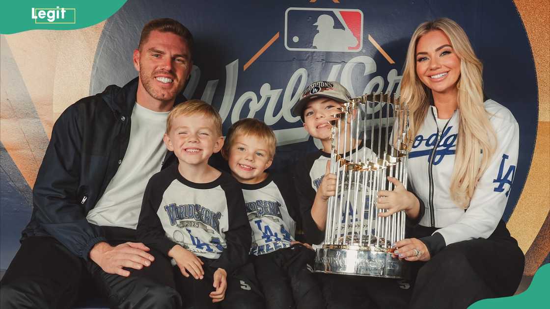 Freddie Freeman and Chelsea with their kids at Rogers Stadium