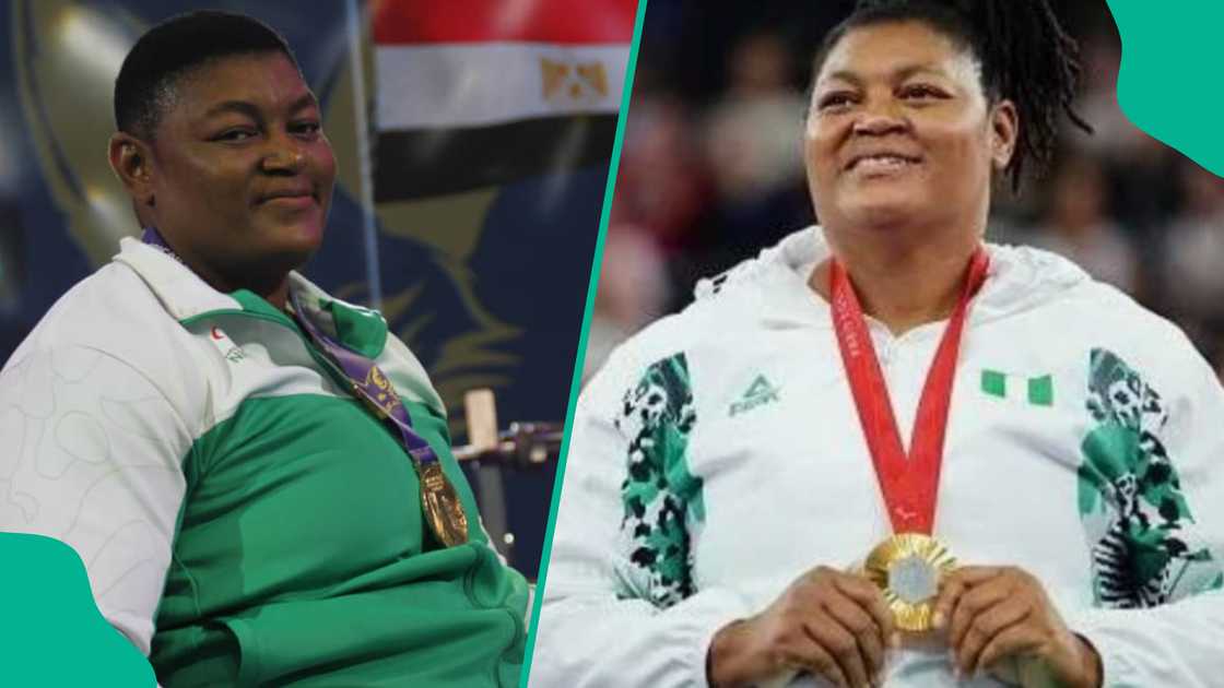 Folashade Oluwafemiayo with her gold medal won at the Paris 2024 Paralympic Games. Photo by NSC Folashade Oluwafemiayo with her gold medal won at the Paris 2024 Paralympic Games. Photo by NSC