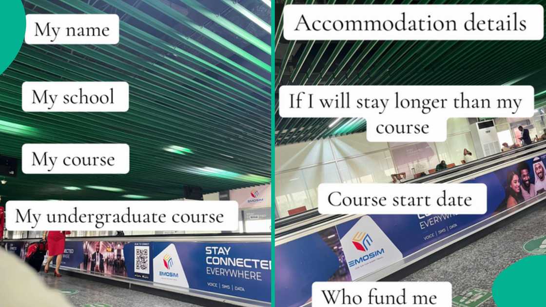 A Nigerian lady makes the headlines as she shares 8 questions she was asked at the UK border when she got to Heathrow Airport. A Nigerian lady makes the headlines as she shares 8 questions she was asked at the UK border when she got to Heathrow Airport.
