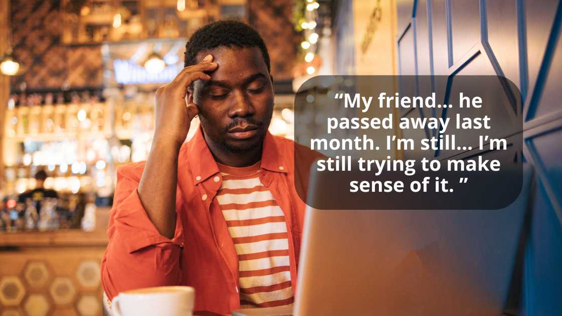 A stressed man at a cafe A stressed man at a cafe