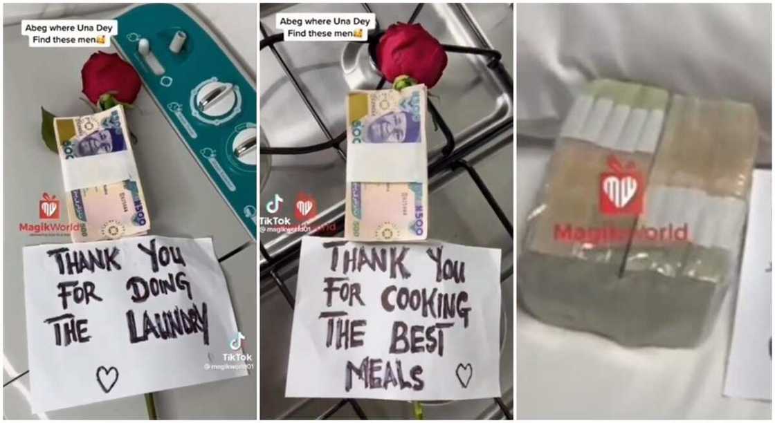 Bundles of N500 notes dropped on top washing machine, gas cooker and bed. Bundles of N500 notes dropped on top washing machine, gas cooker and bed.