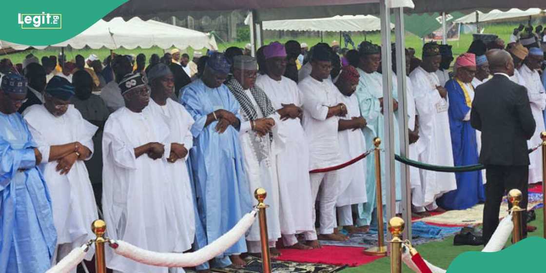 Eid-el-Kabir: Tinubu prays at Dodan Barracks in Lagos on June 16,2024.