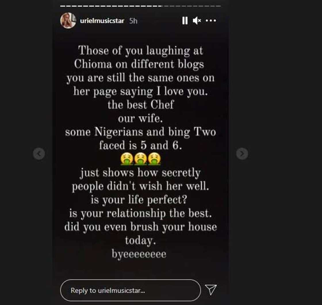 BBNaija star Uriel slams people mocking Chioma after Davido was spotted with another lady BBNaija star Uriel slams people mocking Chioma after Davido was spotted with another lady