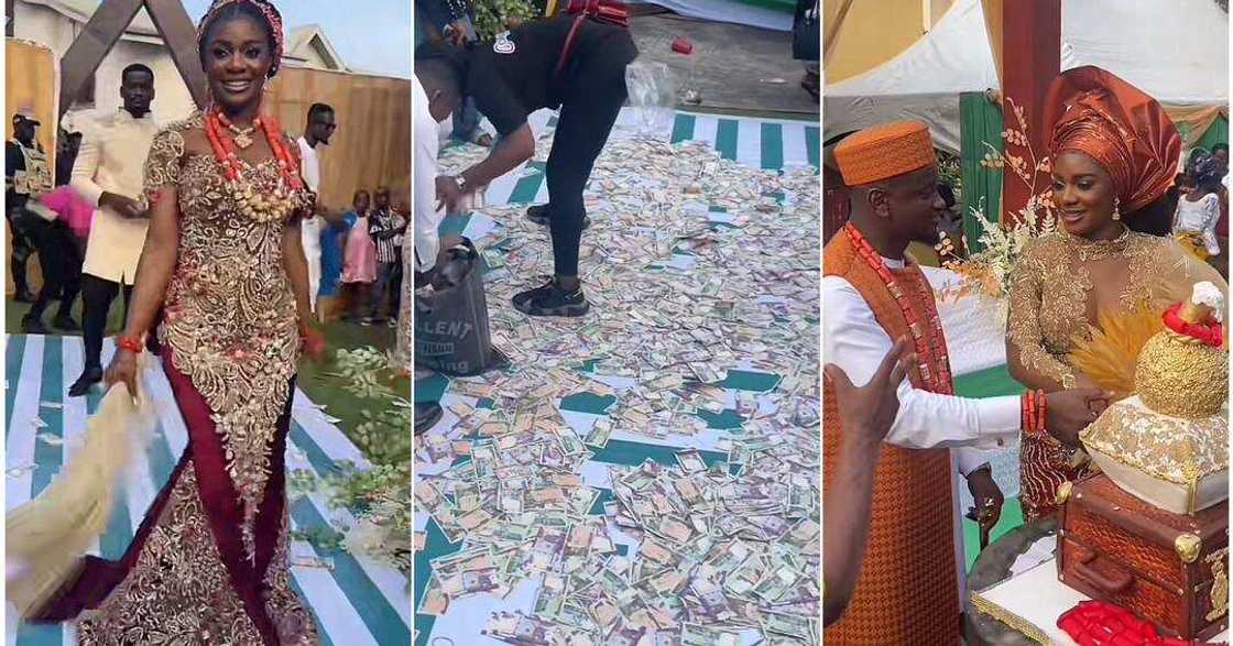 Bride rejoices as guests spray wads of cash on wedding day Bride rejoices as guests spray wads of cash on wedding day