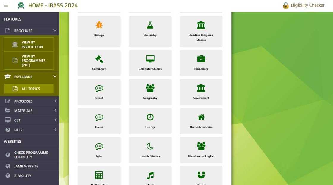 A screenshot of JAMB's official website