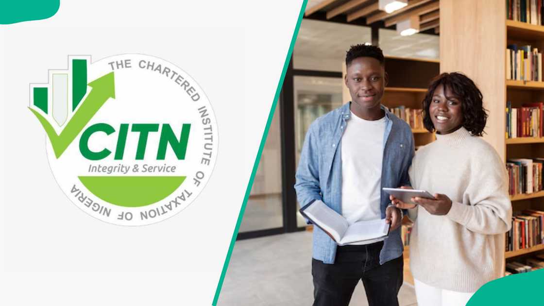 CTIN's logo and students in the library CTIN's logo and students in the library