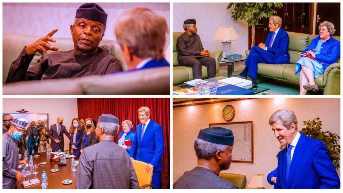 Yemi Osinbajo, John Kerry, US Enviy, Climate Change, Presidential Villa, Federal Government, Muhammadu Buhari Yemi Osinbajo, John Kerry, US Enviy, Climate Change, Presidential Villa, Federal Government, Muhammadu Buhari