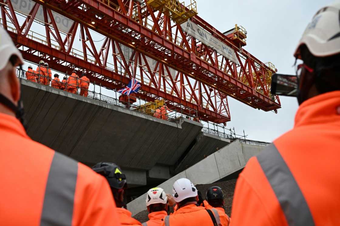 The last segment of the viaduct was lowered into place on Thursday The last segment of the viaduct was lowered into place on Thursday