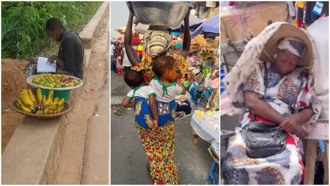 A woman backed twins and tried to make ends meet. A woman backed twins and tried to make ends meet.