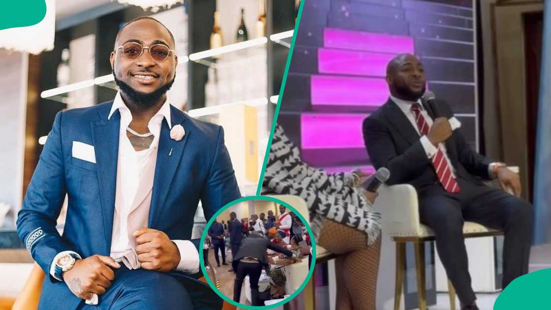 Davido in suit at Abuja event.