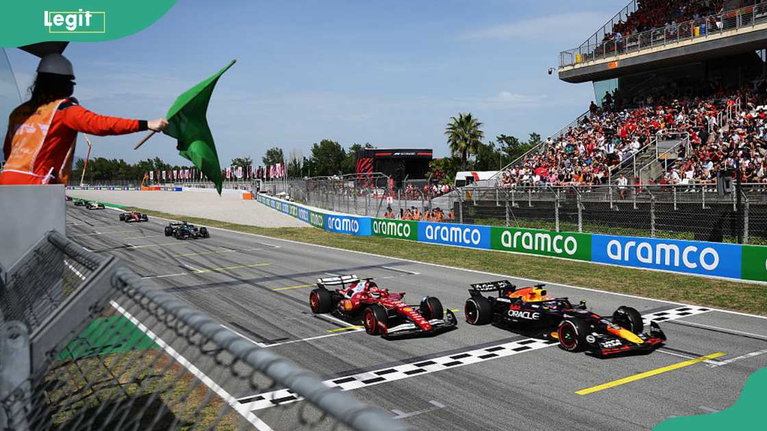 Charles Leclerc, Scuderia Ferrari SF-25, and Max Verstappen at Circuit de Barcelona-Catalunya in Barcelona, Spain Charles Leclerc, Scuderia Ferrari SF-25, and Max Verstappen at Circuit de Barcelona-Catalunya in Barcelona, Spain