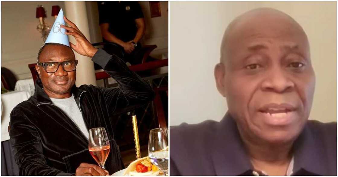 Davido's dad Adedeji Adeleke celebrating Femi Otedola. Davido's dad Adedeji Adeleke celebrating Femi Otedola.