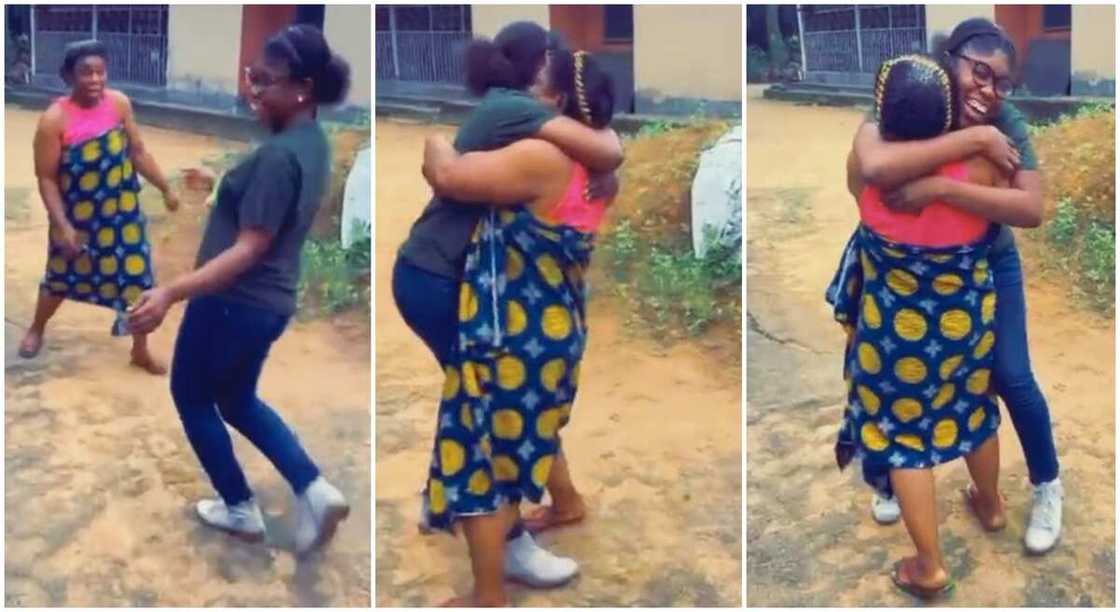 Photos of a mum hugging her daughter.