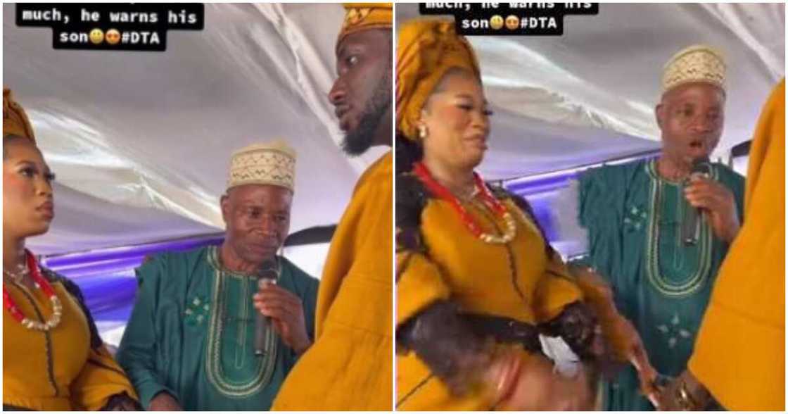 Nigerian dad sternly warns son against maltreating bride, video stirs reactions Nigerian dad sternly warns son against maltreating bride, video stirs reactions