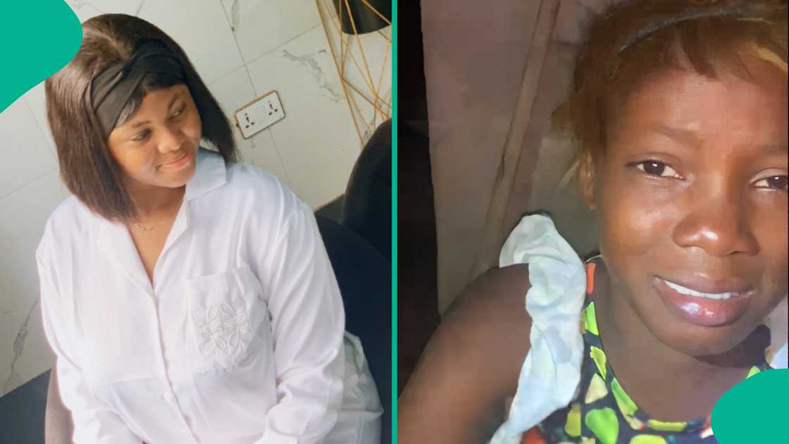 Nigerian girl weeps after checking her Christmas hair in the mirror. Nigerian girl weeps after checking her Christmas hair in the mirror.